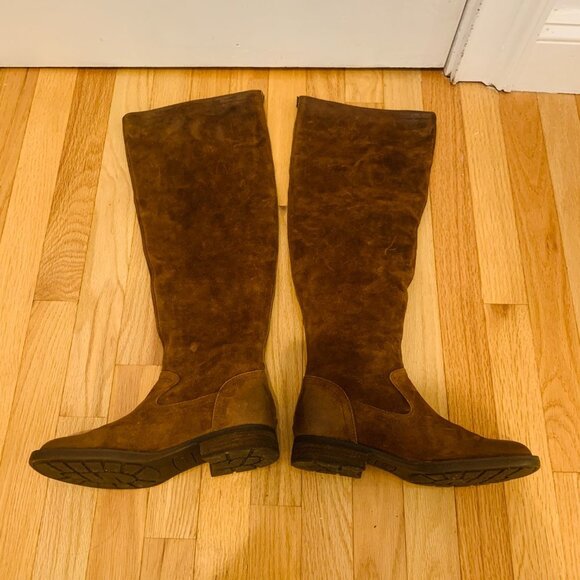 Born Shoes - BORN WOMEN'S BORMAN BOOTS ROUND TOE Nubuck Brown Knee-High Riding Boots NEW